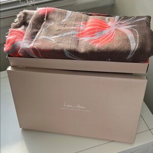 India Hicks Crown Imperial Large Brown & Flamingo Floral Scarf